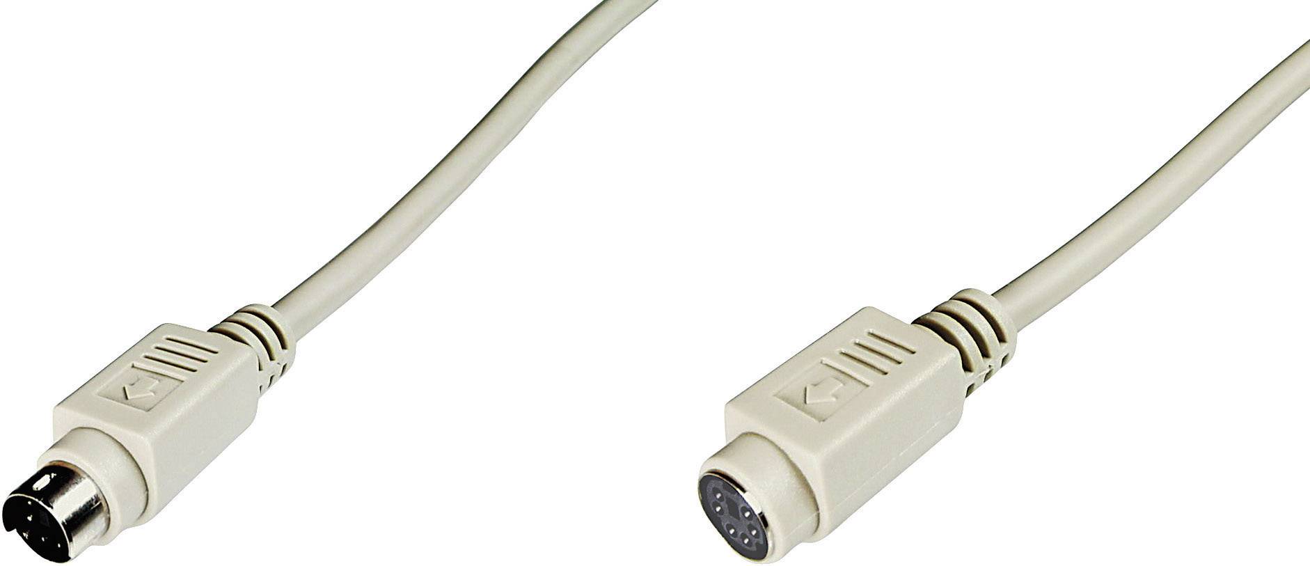 Digitus PS/2 Tastatur/Maus Verlängerungskabel [1x PS/2-Stecker - 1x PS/2-Buchse] 5.00m Grau