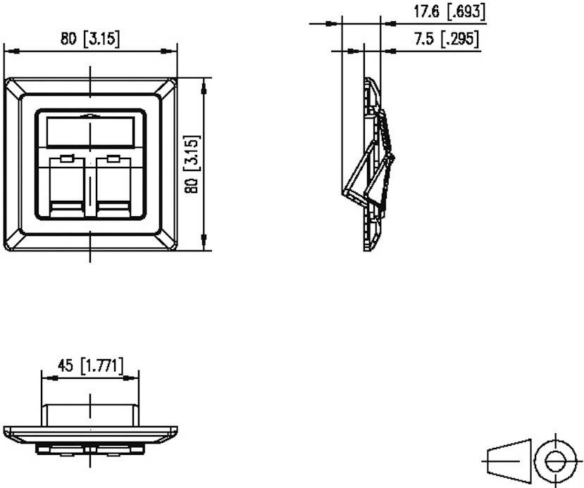 Metz Connect 1309151002KE Netzwerkdose Unterputz Einsatz mit Zentralplatte und Rahmen 2 Port Weiß