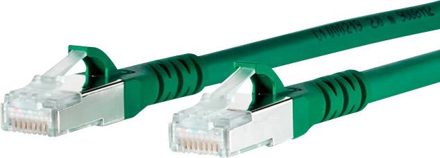 Zwei grüne Ethernet-Kabel mit RJ45-Steckern, verwendet für Netzwerkverbindungen und Datenübertragung in Computernetzwerken.