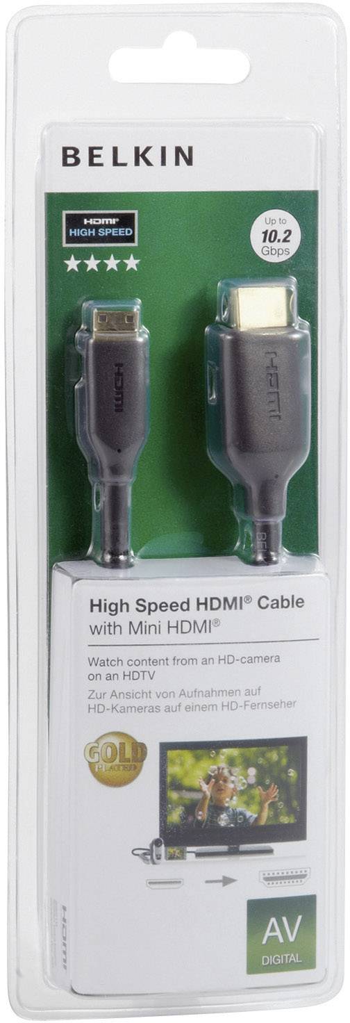 Belkin HDMI Anschlusskabel [1x HDMI-Stecker - 1x HDMI-Stecker C Mini] 3m Schwarz