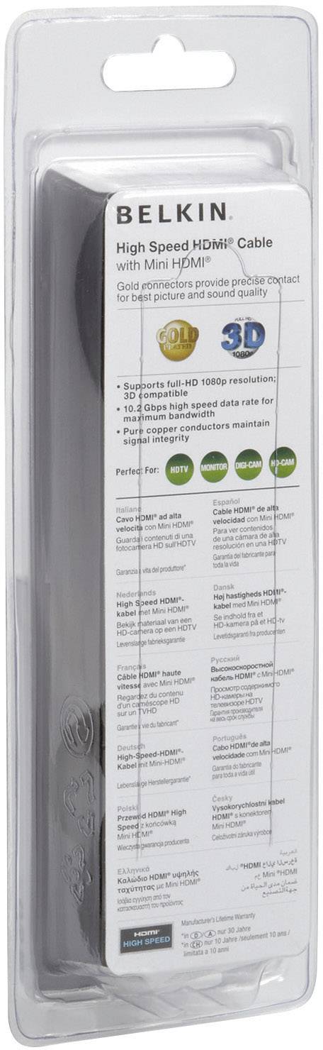 Belkin HDMI Anschlusskabel [1x HDMI-Stecker - 1x HDMI-Stecker C Mini] 3m Schwarz