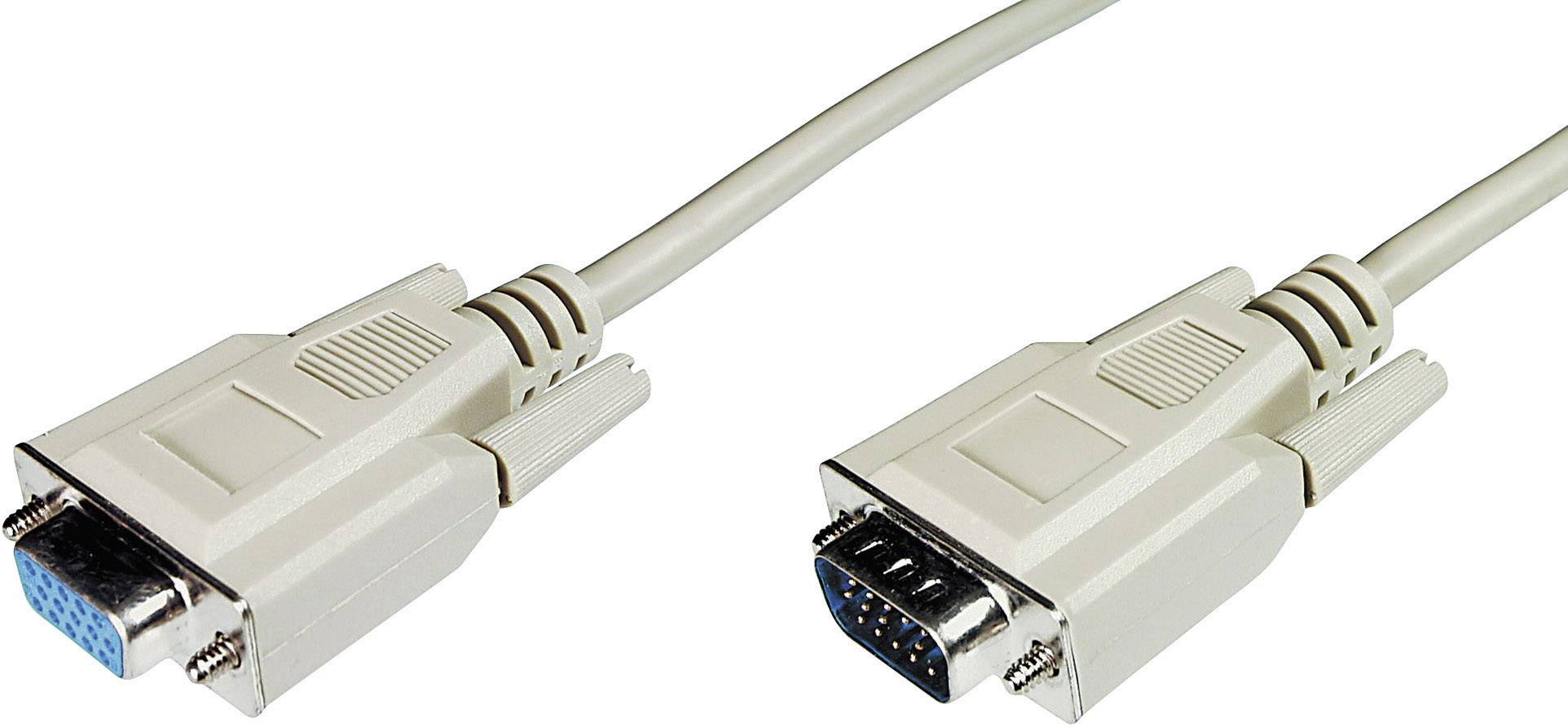 Digitus VGA Verlängerungskabel VGA 15pol. Stecker, VGA 15pol. Buchse 3.00 m Grau AK-310200-030-E schraubbar VGA-Kabel