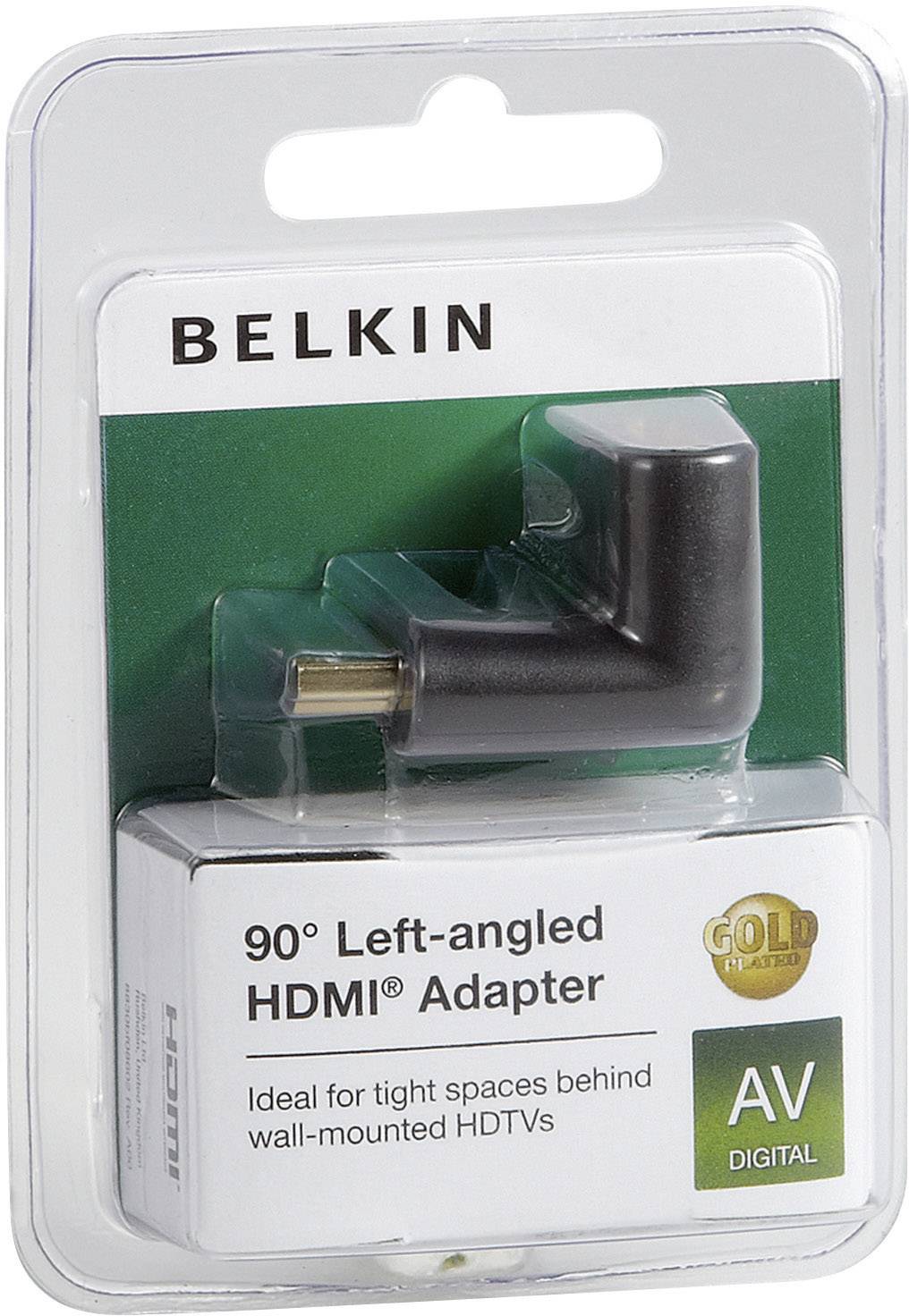 Belkin F3Y041bf HDMI Adapter [1x HDMI-Stecker - 1x HDMI-Buchse] Schwarz vergoldete Steckkontakte