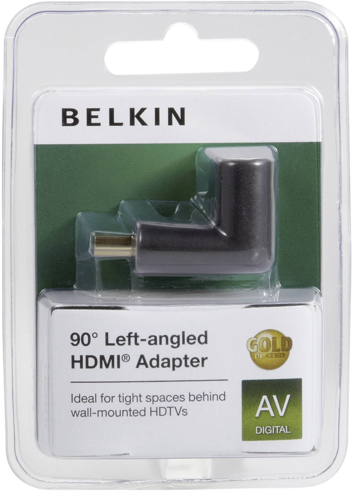 Belkin F3Y041bf HDMI Adapter [1x HDMI-Stecker - 1x HDMI-Buchse] Schwarz vergoldete Steckkontakte
