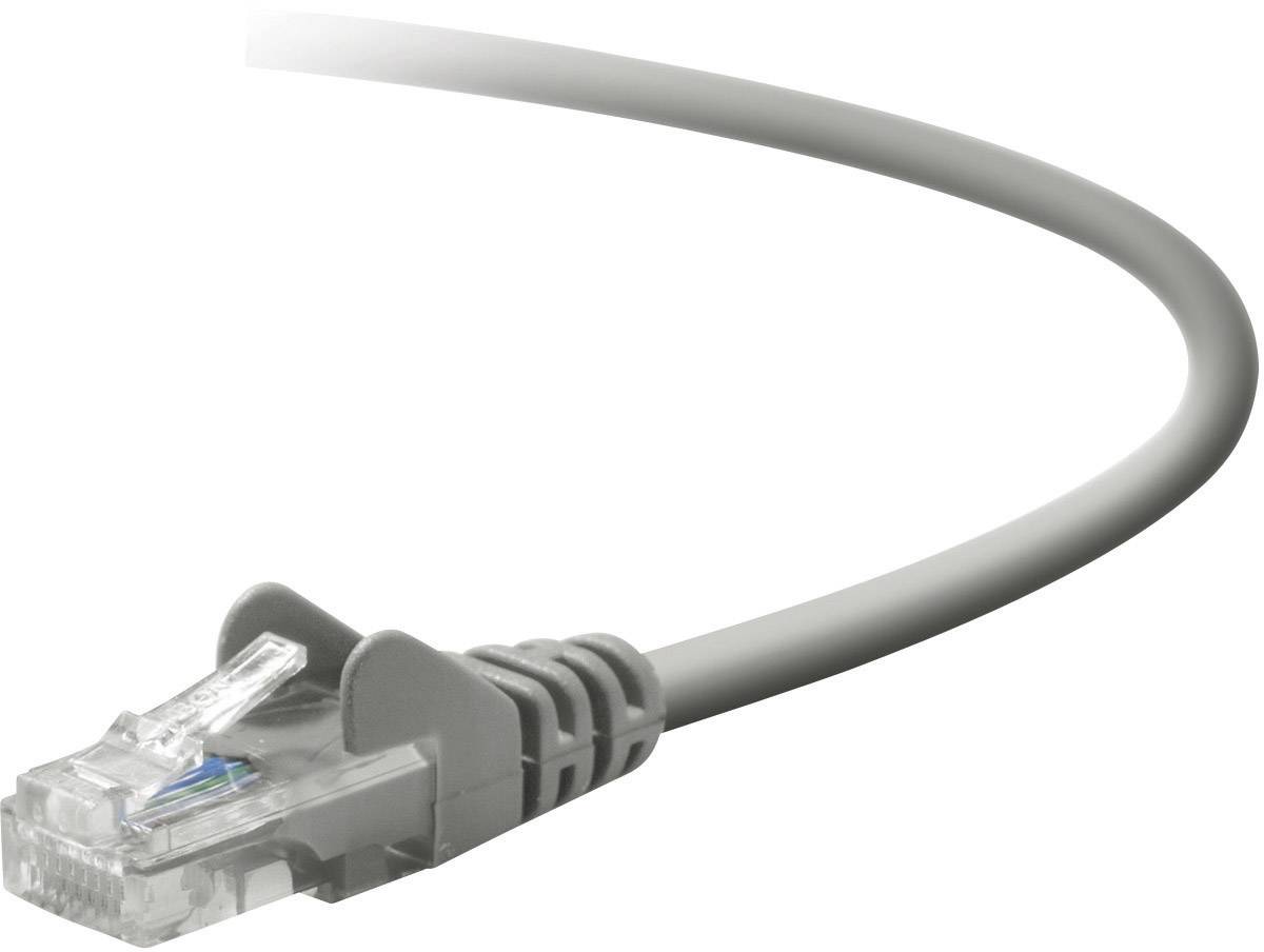 Belkin A3L791R15M-S RJ45 Netzwerkkabel, Patchkabel CAT 5e U/UTP 15.00 m Grau mit Rastnasenschutz 1