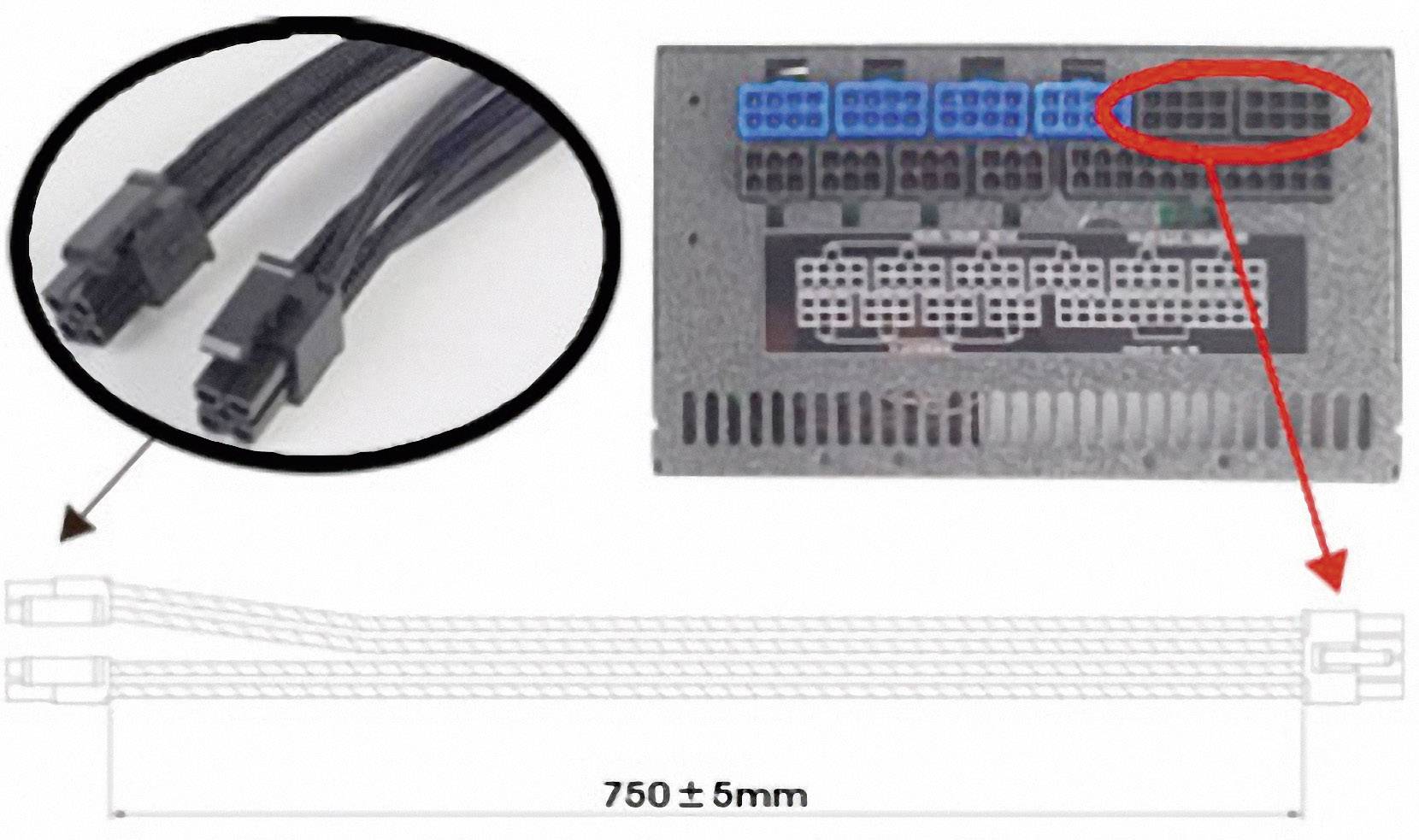 Silverstone Strom Anschlusskabel [1x ATX-Strom-Stecker 24pol. - 1x ATX-Strom-Stecker 24pol. (20+4)] 0.55 m Schwarz