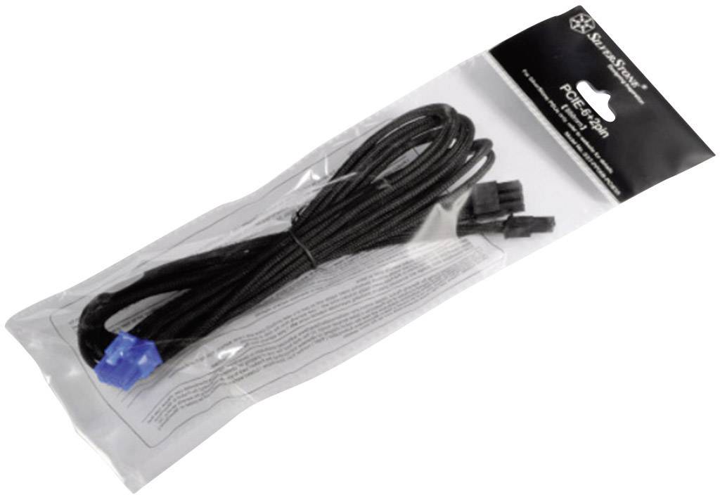 Silverstone Strom Anschlusskabel [1x ATX-Stecker 8pol. (4+4) - 1x ATX-Stecker 8pol. (6+2)] 0.75 m Schwarz