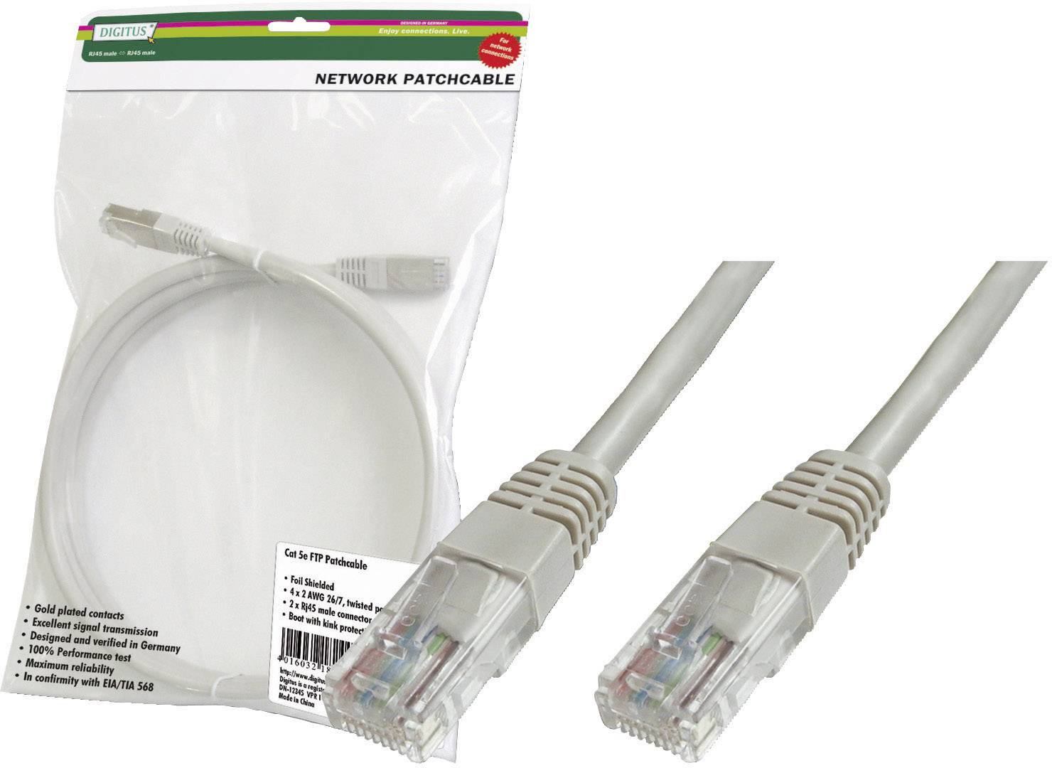 Digitus DK-1614-030 RJ45 Netzwerkkabel, Patchkabel CAT 6 U/UTP 3.00 m Grau mit Rastnasenschutz 1 St.