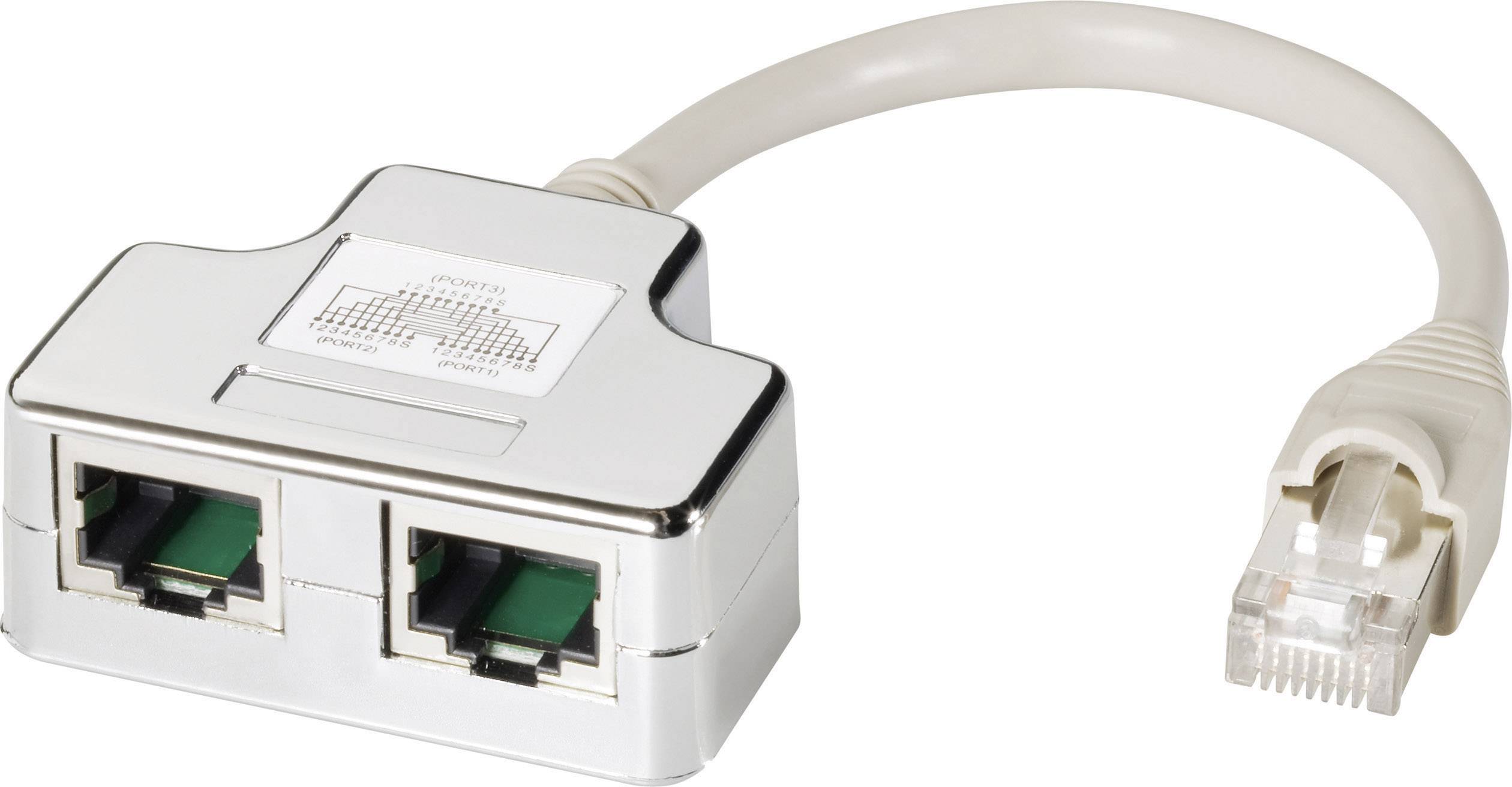 EFB Elektronik RJ45 Netzwerk Y-Adapter CAT 5e [2x RJ45-Buchse - 1x RJ45-Stecker] 15.00cm Metall