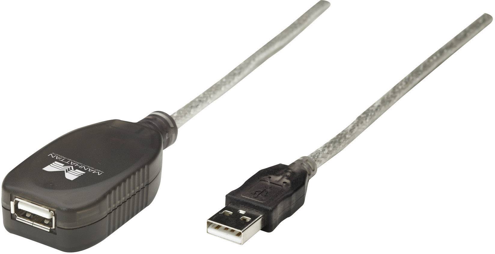 Manhattan USB-Kabel USB 2.0 USB-A Stecker, USB-A Buchse 5.00 m Transparent 519779