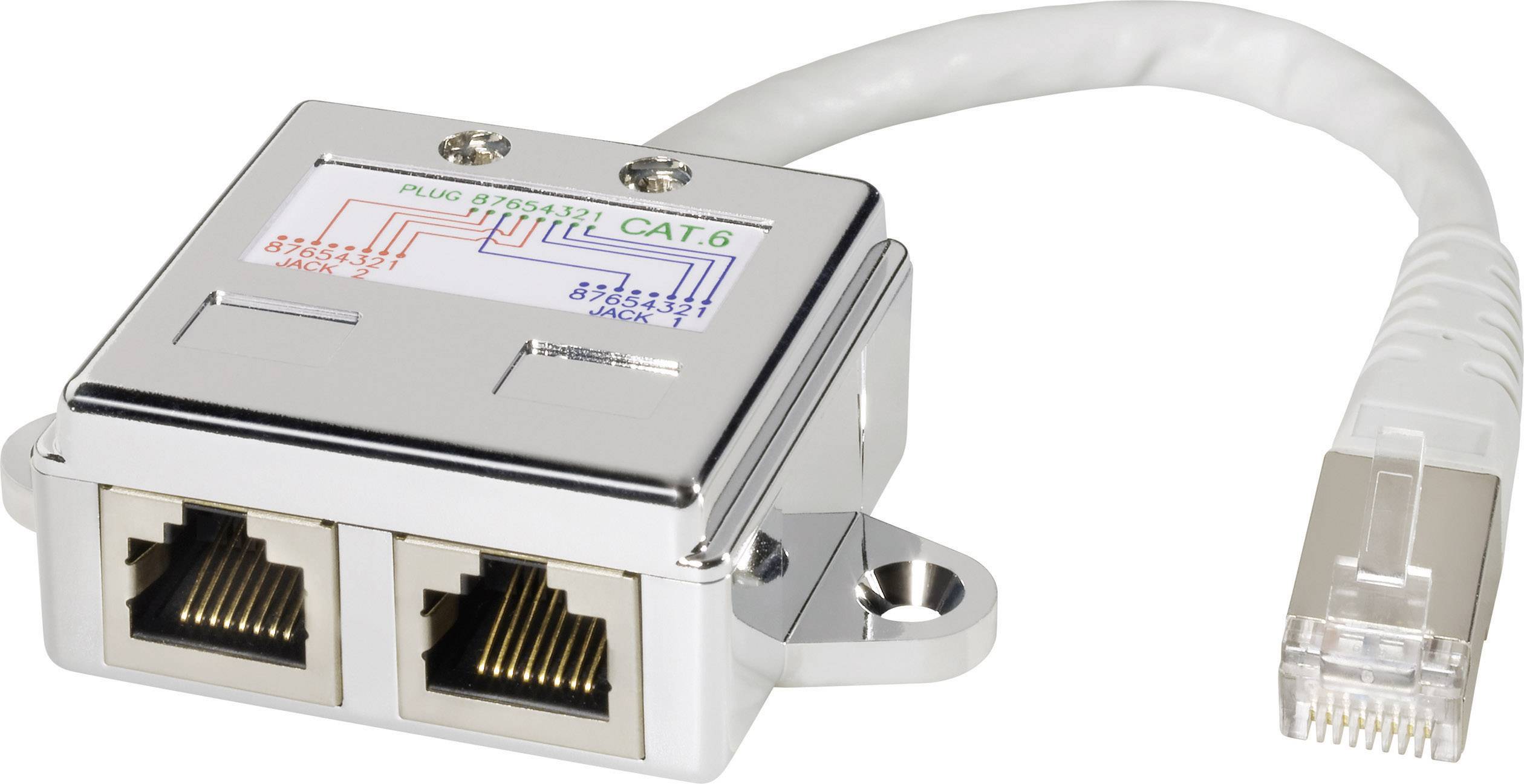 EFB Elektronik RJ45 Netzwerk Adapter CAT 6 [2x RJ45-Buchse - 1x RJ45-Stecker] 15.00cm Metall
