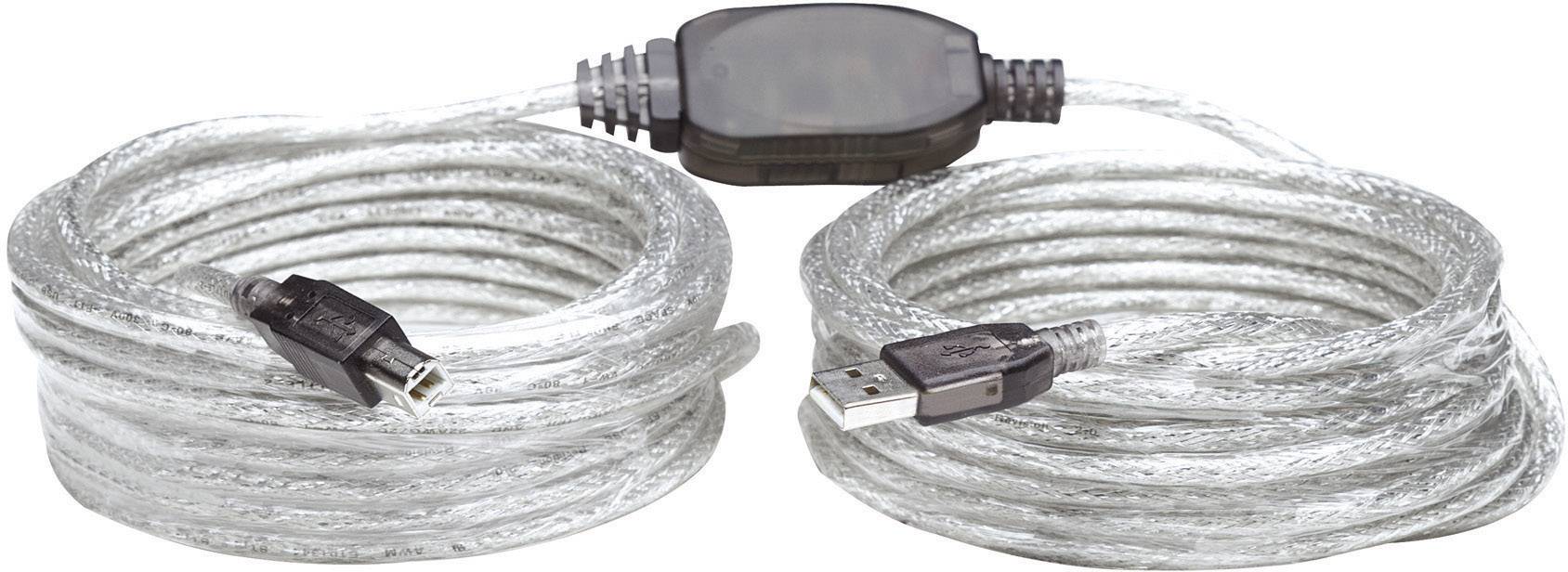 Manhattan USB-Kabel USB 2.0 USB-A Stecker, USB-B Stecker 11.00 m Transparent 510424