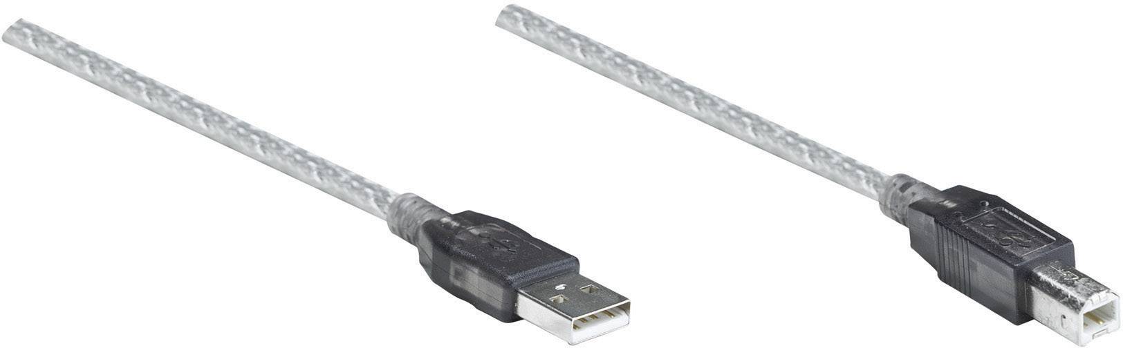 Manhattan USB-Kabel USB 2.0 USB-A Stecker, USB-B Stecker 11.00m Transparent 510424