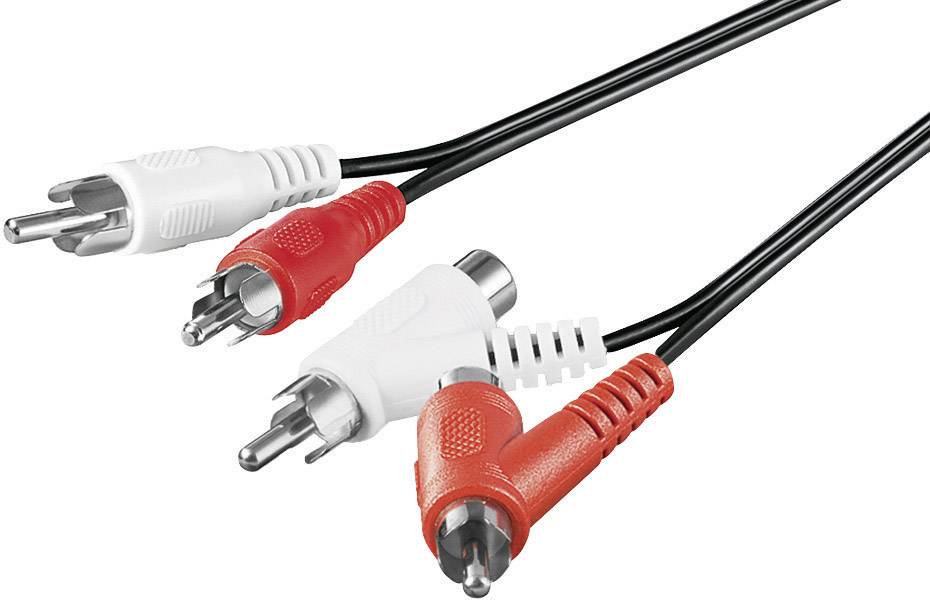 Goobay Cinch Audio Anschlusskabel [1x Cinch-Stecker, Cinch-Stecker - 2x Cinch-Stecker, Cinch-Buchse] 1.50m Schwarz