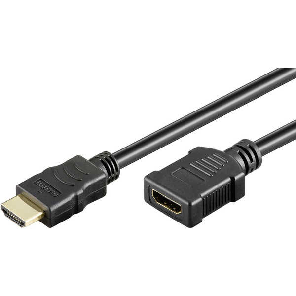 Goobay HDMI Verlängerungskabel 2.00m Audio Return Channel, vergoldete Steckkontakte, Ultra HD (4k) HDMI Schwarz [1x HDMI-Stecker