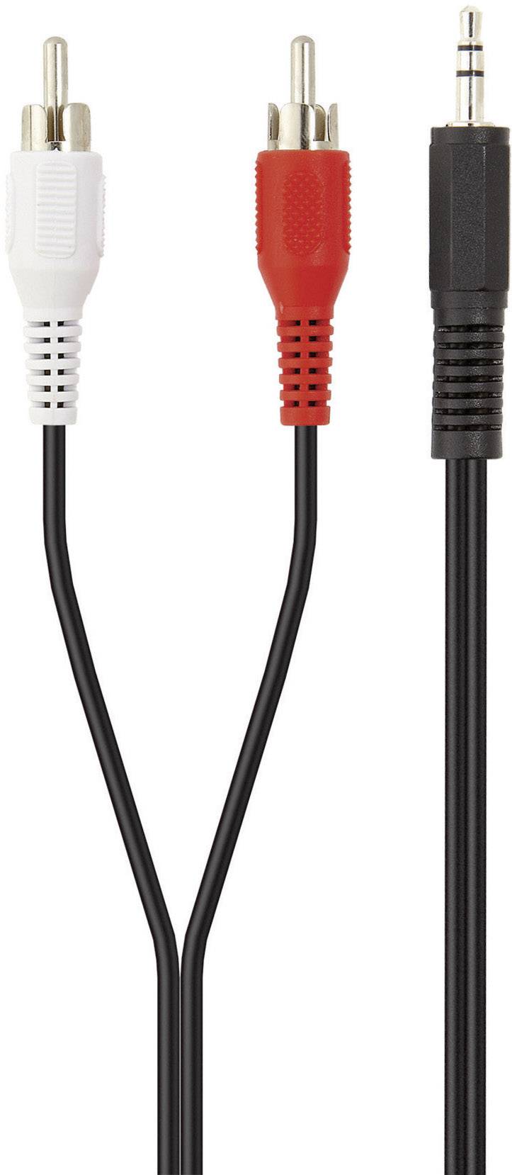 Belkin F3Y110bf5M Cinch / Klinke Audio Anschlusskabel [2x Cinch-Stecker - 1x Klinkenstecker 3.5 mm] 5.00 m Schwarz