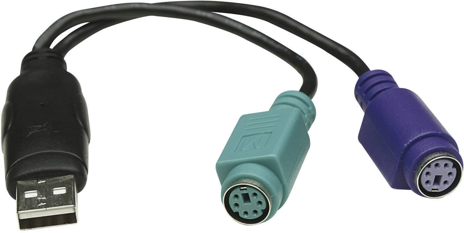 Manhattan PS/2 / USB Tastatur/Maus Anschlusskabel [2x PS/2-Buchse - 1x USB 1.1 Stecker A] 20.00 cm 20.00 cm Schwarz