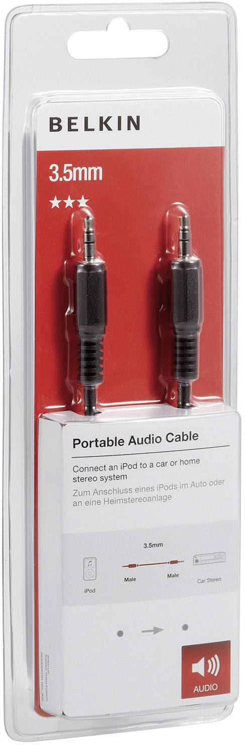 Belkin F3Y111bf1M Klinke Audio Anschlusskabel [1x Klinkenstecker 3.5 mm - 1x Klinkenstecker 3.5 mm] 1.00 m Schwarz