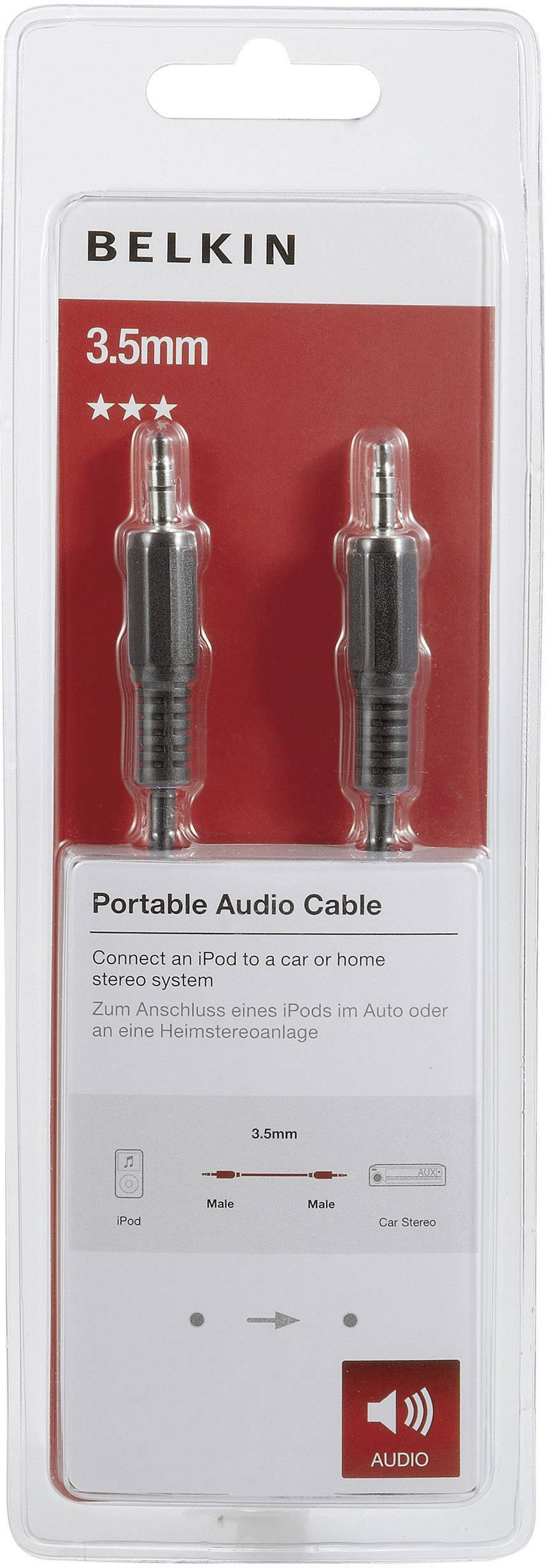Belkin F3Y111bf1M Klinke Audio Anschlusskabel [1x Klinkenstecker 3.5 mm - 1x Klinkenstecker 3.5 mm] 1.00 m Schwarz