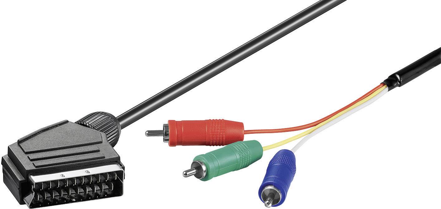 Goobay SCART / Component Cinch TV, Receiver Anschlusskabel [1x SCART-Stecker - 3x Cinch-Stecker] 2m Schwarz