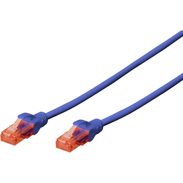 Digitus DK-1617-020/B RJ45 Câble réseau, câble patch CAT 6 U/UTP 2.00 m bleu sans halogène, avec cliquet d'encastrement