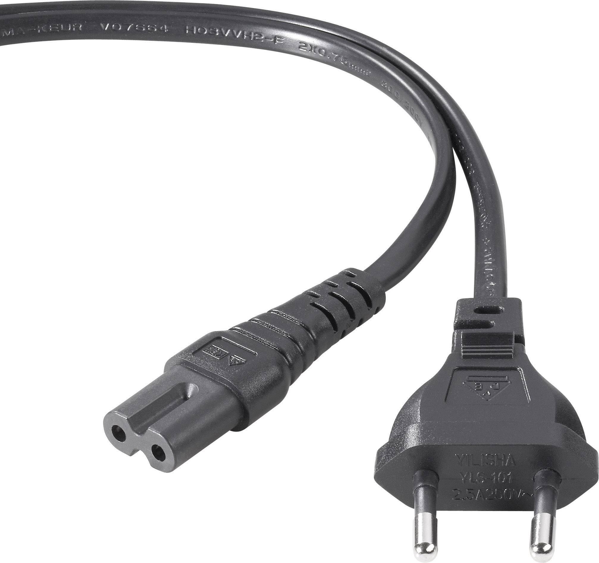 Belkin Strom Anschlusskabel [1x Euro-Stecker - 1x Kleingeräte-Stecker C8] 1.80 m Schwarz