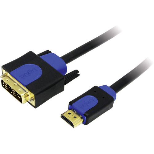 LogiLink DVI / HDMI Adapterkabel DVI-D 18+1pol. Stecker, HDMI-A Stecker 1.00m Schwarz CHB3101 vergoldete Steckkontakte