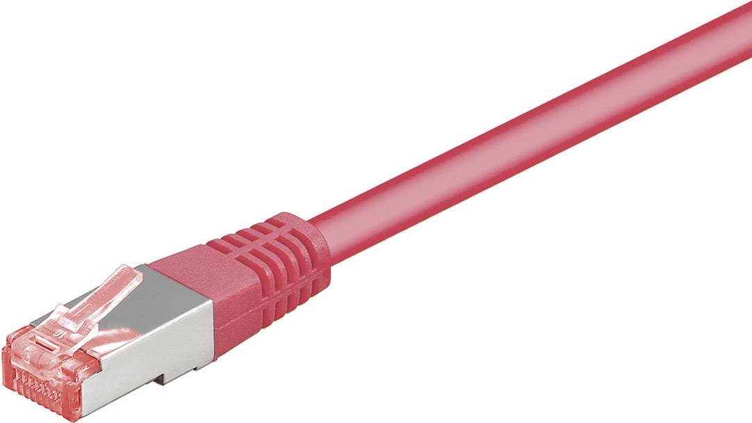 Goobay 93442 RJ45 Netzwerkkabel, Patchkabel CAT 6 S/FTP 50.00 m Magenta Flammwidrig, mit Rastnasenschutz 1 St.