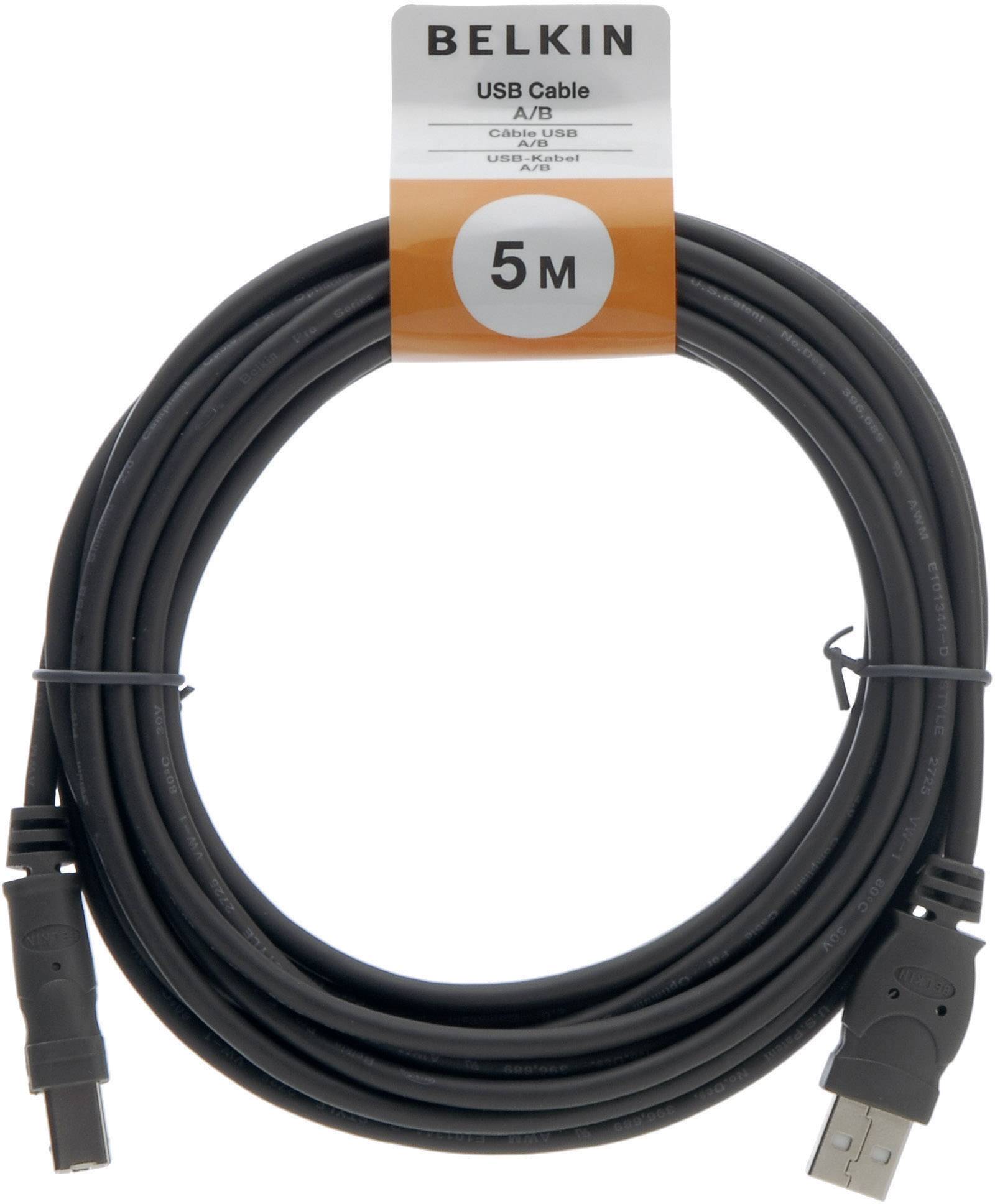 Belkin USB-Kabel USB 2.0 USB-A Stecker, USB-B Stecker 5.00 m Schwarz CU1000R5M