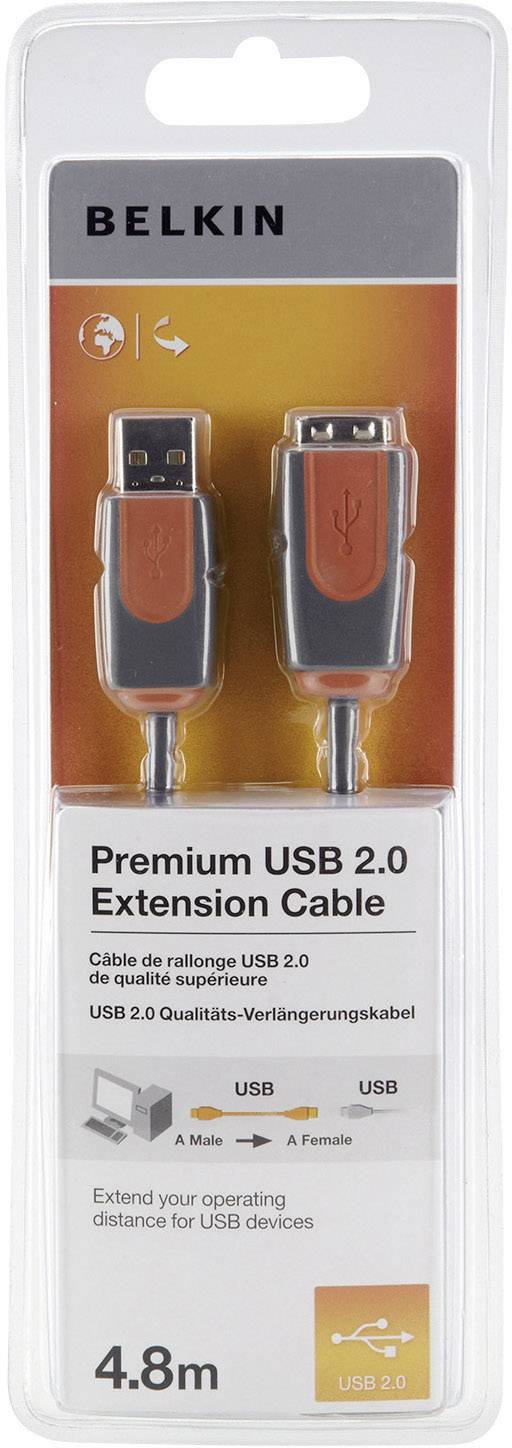 Belkin USB-Kabel USB 2.0 USB-A Stecker, USB-A Buchse 4.80 m Grau UL-zertifiziert