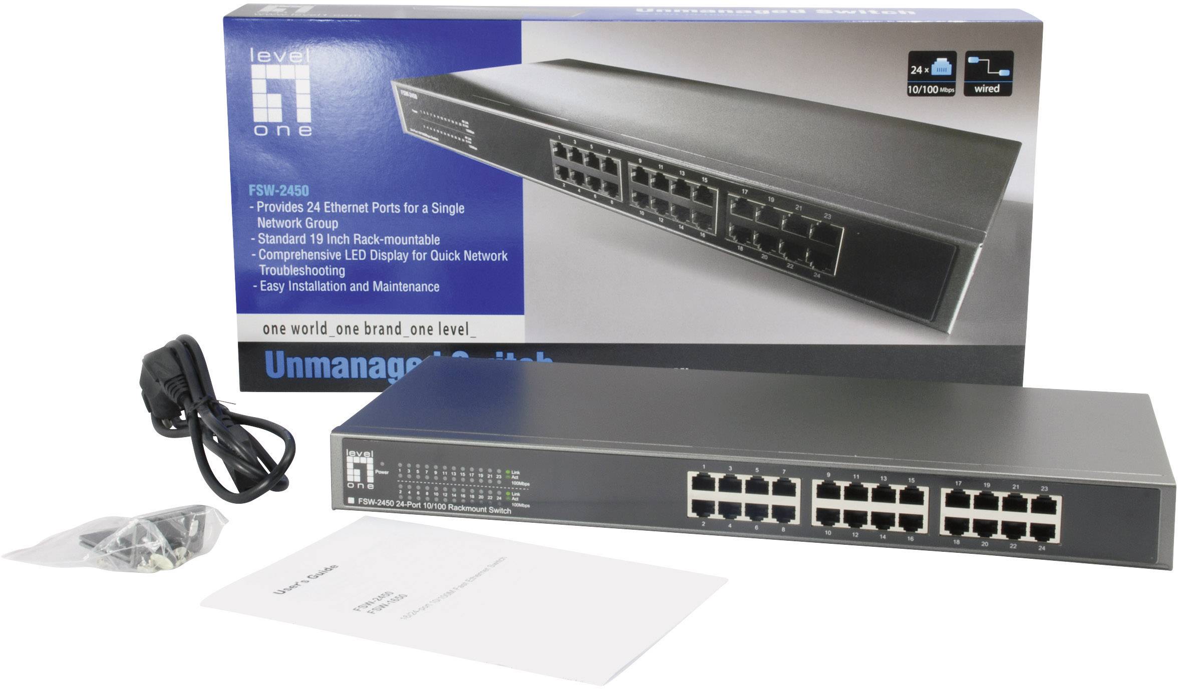 LevelOne FSW-2450 19 Zoll Netzwerk-Switch RJ45 24 Port 100 MBit/s