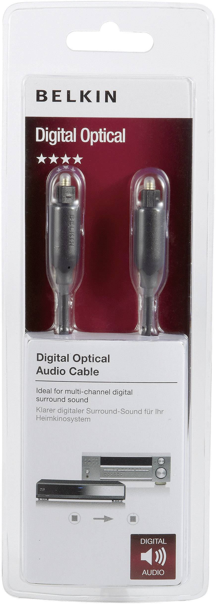 Belkin Toslink Digital-Audio Anschlusskabel [1x Toslink-Stecker (ODT) - 1x Toslink-Stecker (ODT)] 5.00m Schwarz