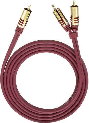 Oehlbach 20561 Cinch Audio Y-Kabel [2x Cinch-Stecker - 1x Cinch-Stecker] 1.00 m Rot vergoldete Stec