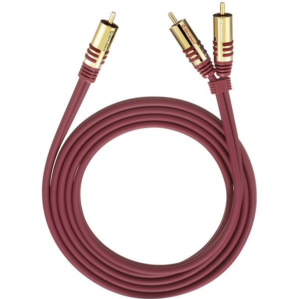 Oehlbach 20561 Cinch Audio Y-Kabel [2x Cinch-Stecker - 1x Cinch-Stecker] 1.00 m Rot vergoldete Stec