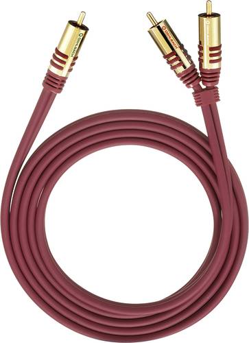 Oehlbach Cinch Audio Y-Kabel [2x Cinch-Stecker - 1x Cinch-Stecker] 3.00m Rot vergoldete Steckkontakt