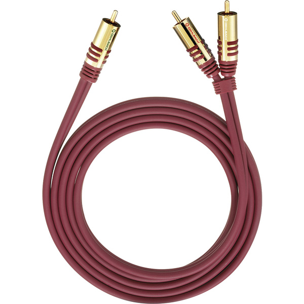 Oehlbach 20563 Cinch Audio Y-Kabel [2x Cinch-Stecker - 1x Cinch-Stecker] 3.00 m Rot vergoldete Stec