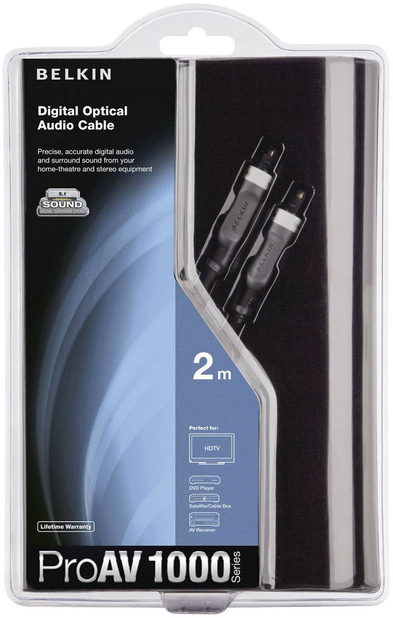 Belkin Toslink Digital-Audio Anschlusskabel [1x Toslink-Stecker (ODT) - 1x Toslink-Stecker (ODT)] 1.00 m Schwarz