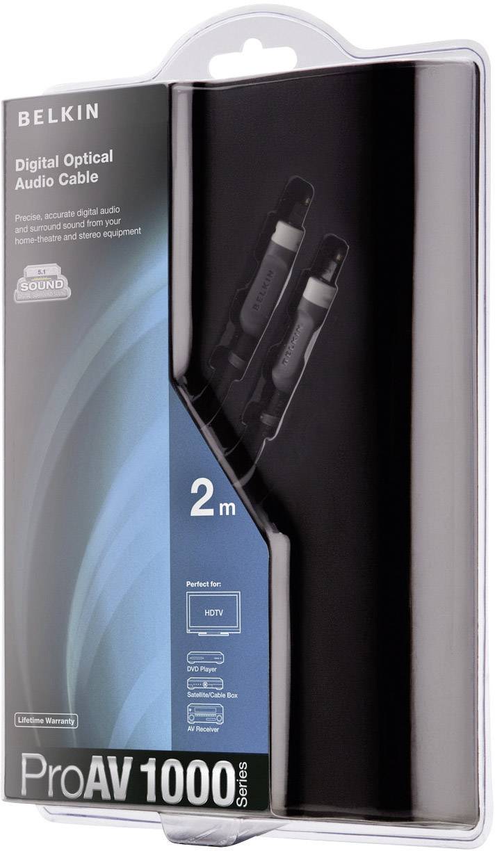 Belkin Toslink Digital-Audio Anschlusskabel [1x Toslink-Stecker (ODT) - 1x Toslink-Stecker (ODT)] 2.00 m Schwarz