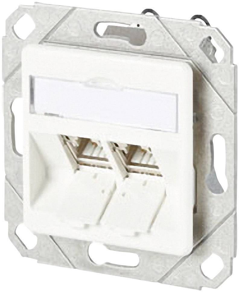 Metz Connect Netzwerkdose Unterputz Einsatz mit Zentralplatte CAT 6a 2 Port Reinweiß
