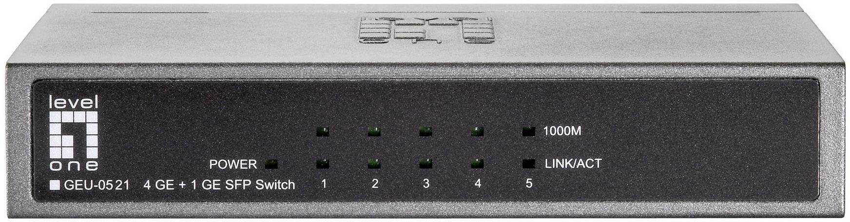 LevelOne GEU-0521 - Switch - unmanaged - 4 x 10/100/1000 + 1 x Gigabit SFP