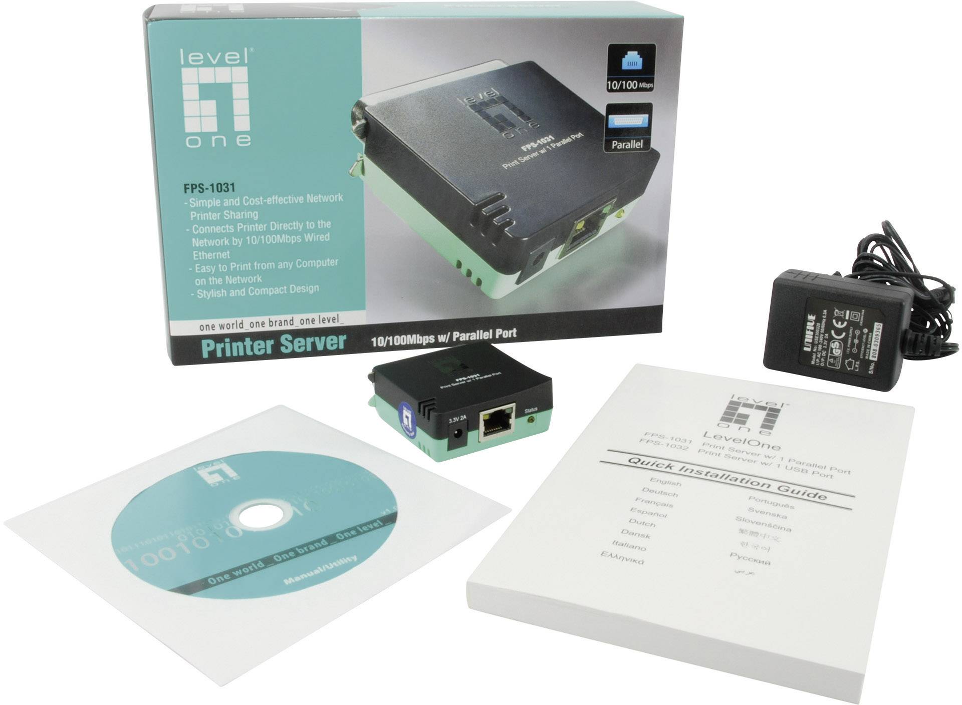 LevelOne FPS-1031 - Druckserver - parallel - 10/100 Ethernet