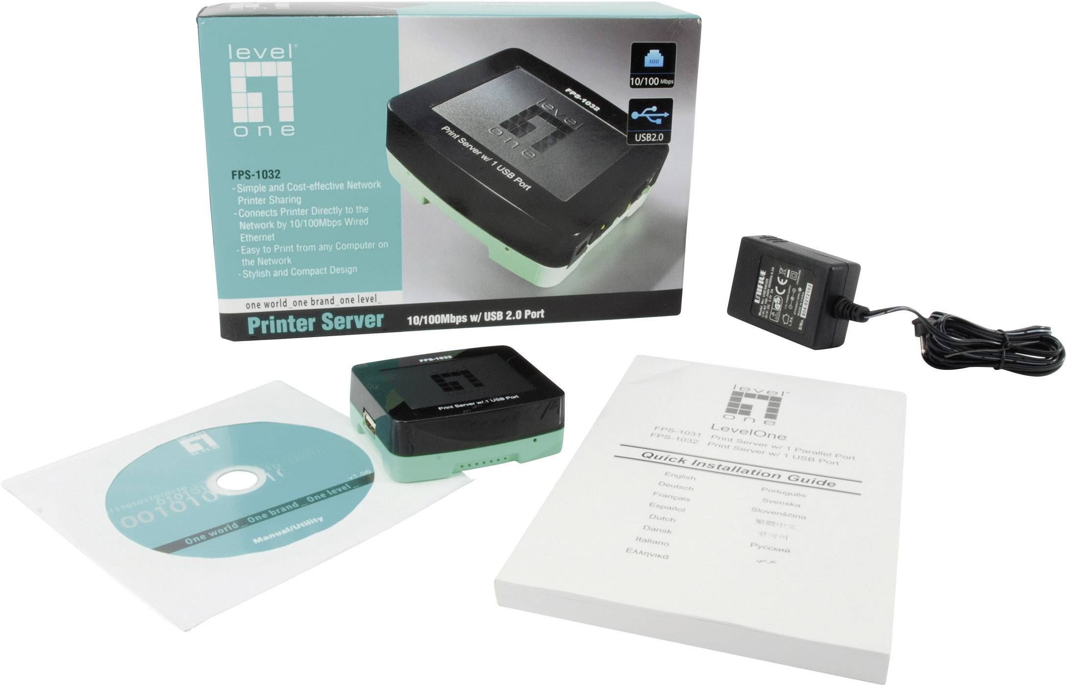 LevelOne FPS-1032 - Druckserver - USB 2.0 - 10/100