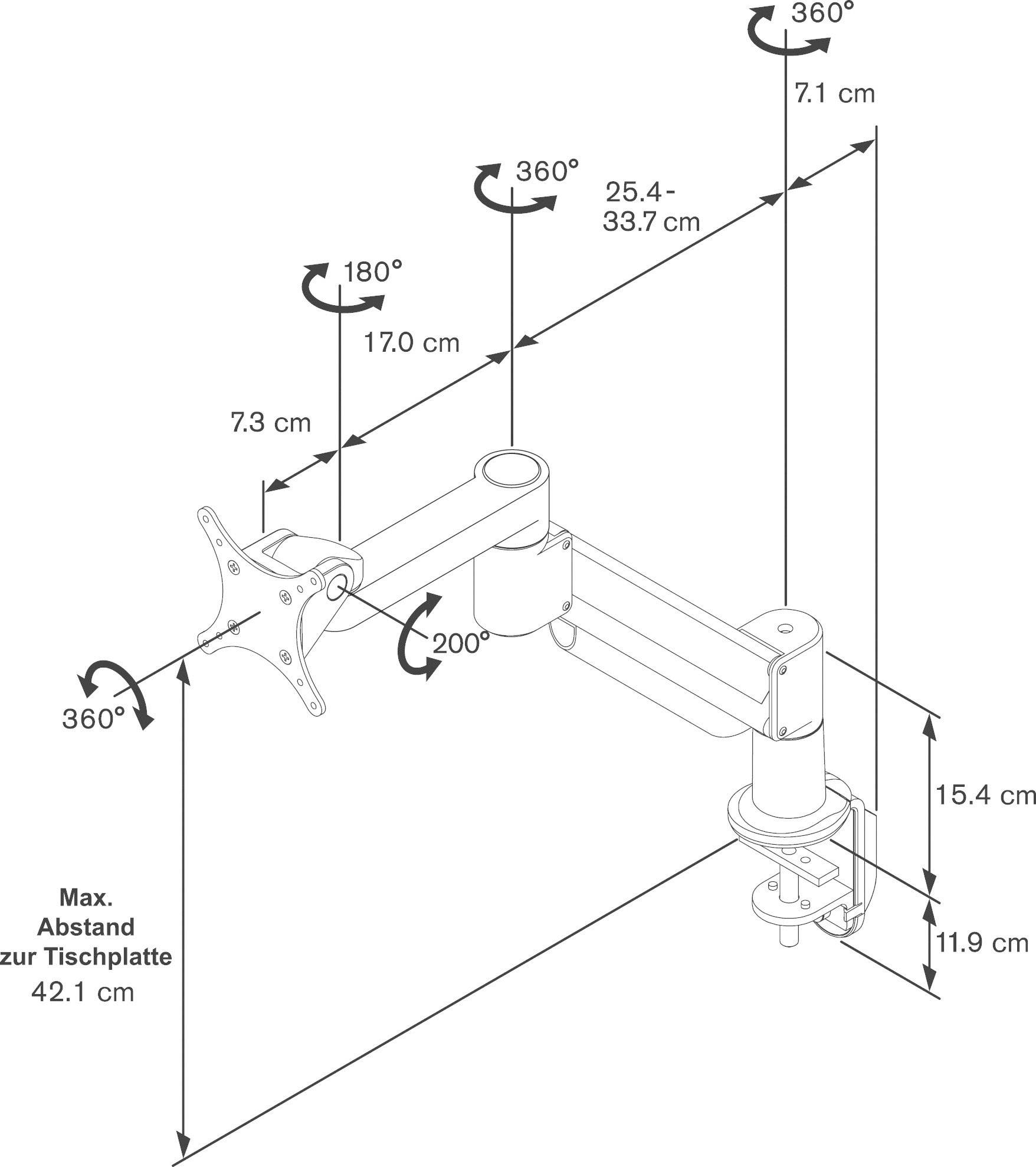 Vogel's PFD 8543 1fach Monitor-Tischhalterung 25,4 cm (10") - 66,0 cm (26") Rotierbar, Schwenkbar, Neigbar