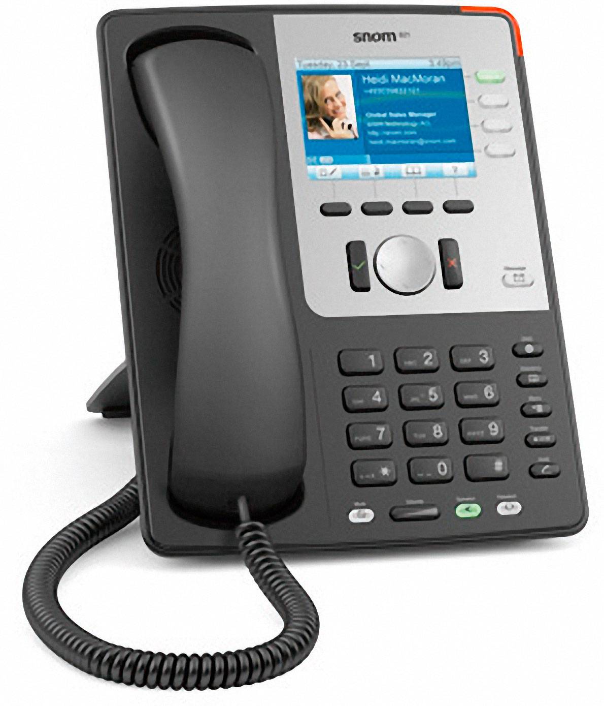 SNOM 821 Systemtelefon,VoIP Headsetanschluss, Freisprechen Farbdisplay Schwarz, Silber