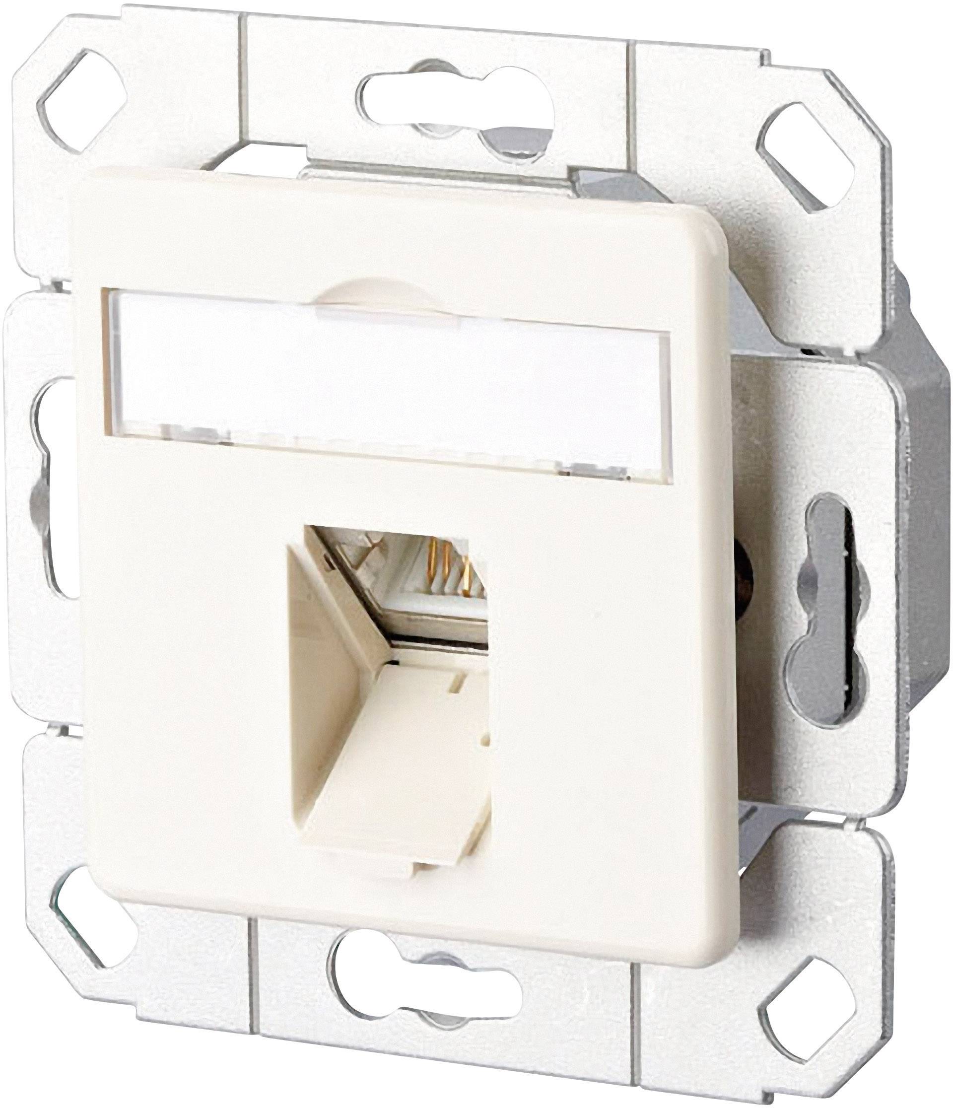 Metz Connect Netzwerkdose Unterputz Einsatz mit Zentralplatte CAT 6a 1 Port Reinweiß