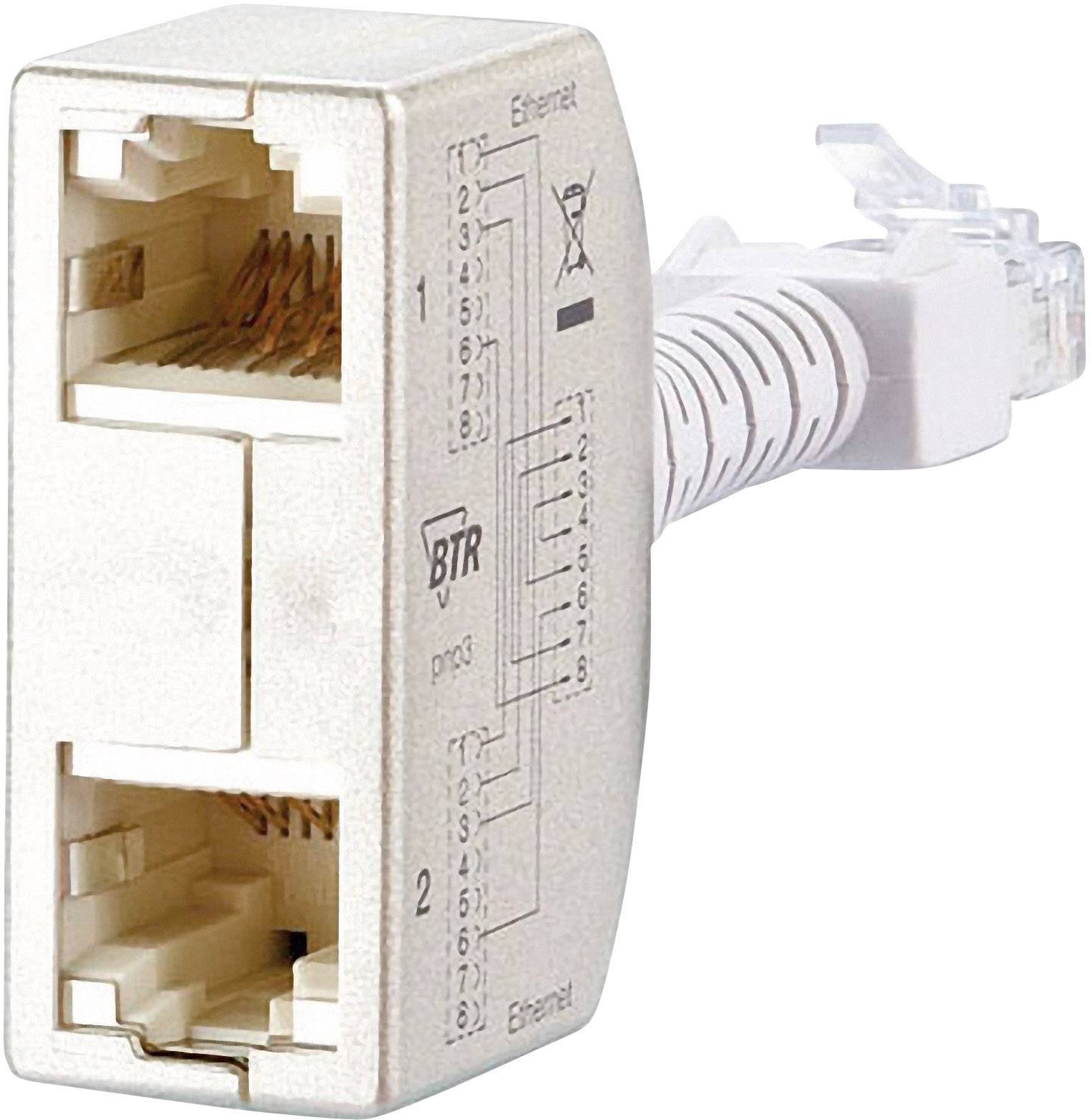 Metz Connect RJ45 Netzwerk Y-Adapter CAT 5 [2x RJ45-Buchse - 1x RJ45-Stecker] Silber
