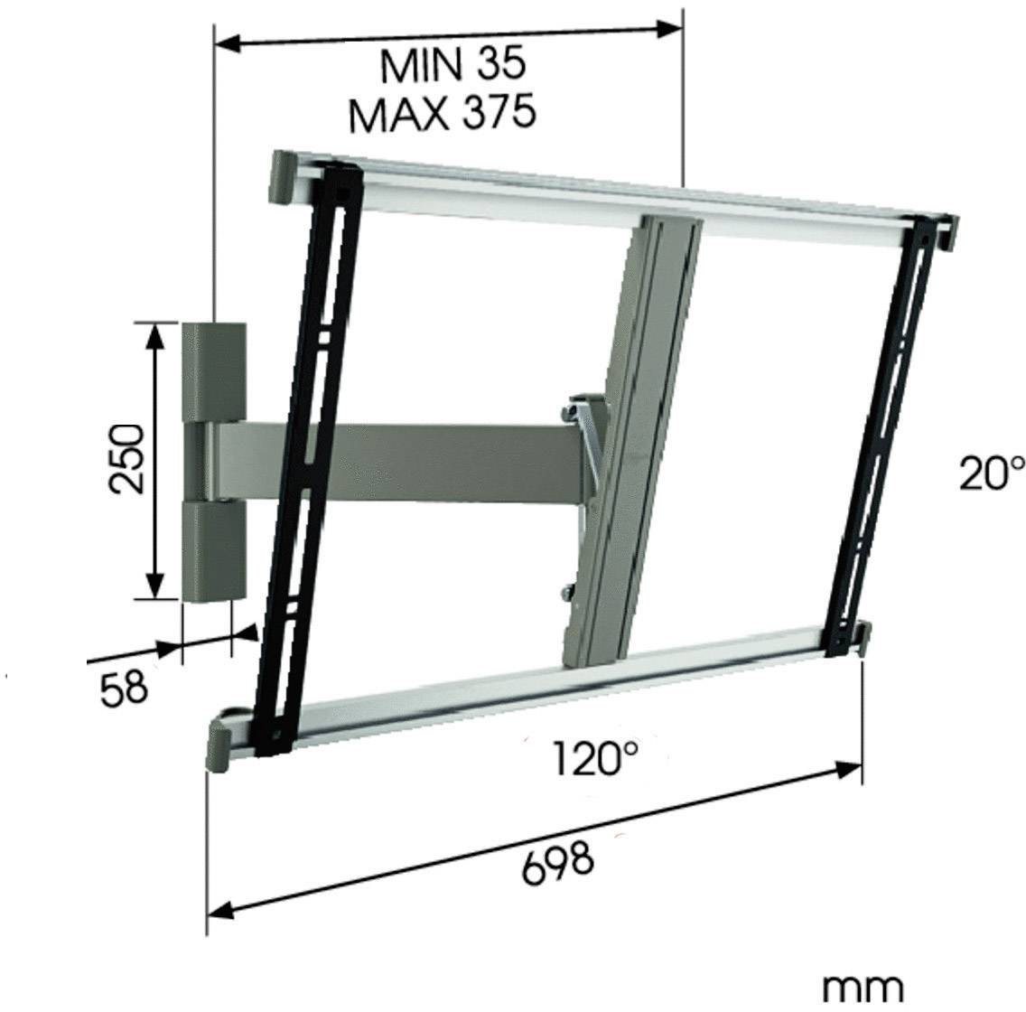 Vogel's THIN 325 TV-Wandhalterung 101,6 cm (40") - 165,1 cm (65") Neigbar+Schwenkbar