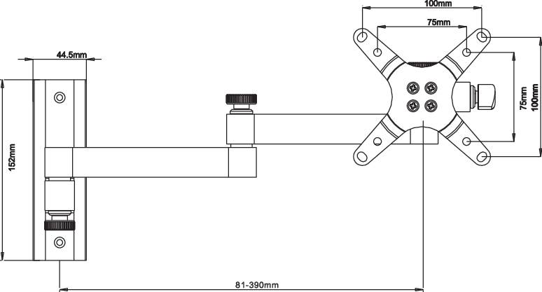 Manhattan Monitor-Wandhalterung 423670 1 33,0 cm (13") - 68,6 cm (27") Schwarz Neigbar, Schwenkbar
