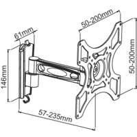 Manhattan 423748 1fach Monitor-Wandhalterung 58,4cm (23") - 106,7cm (42") Neigbar, Schwenkbar Manhattan 423748 1fach Monitor-Wandhalterung 58,4cm (23") - 106,7cm (42") Neigbar, Schwenkbar