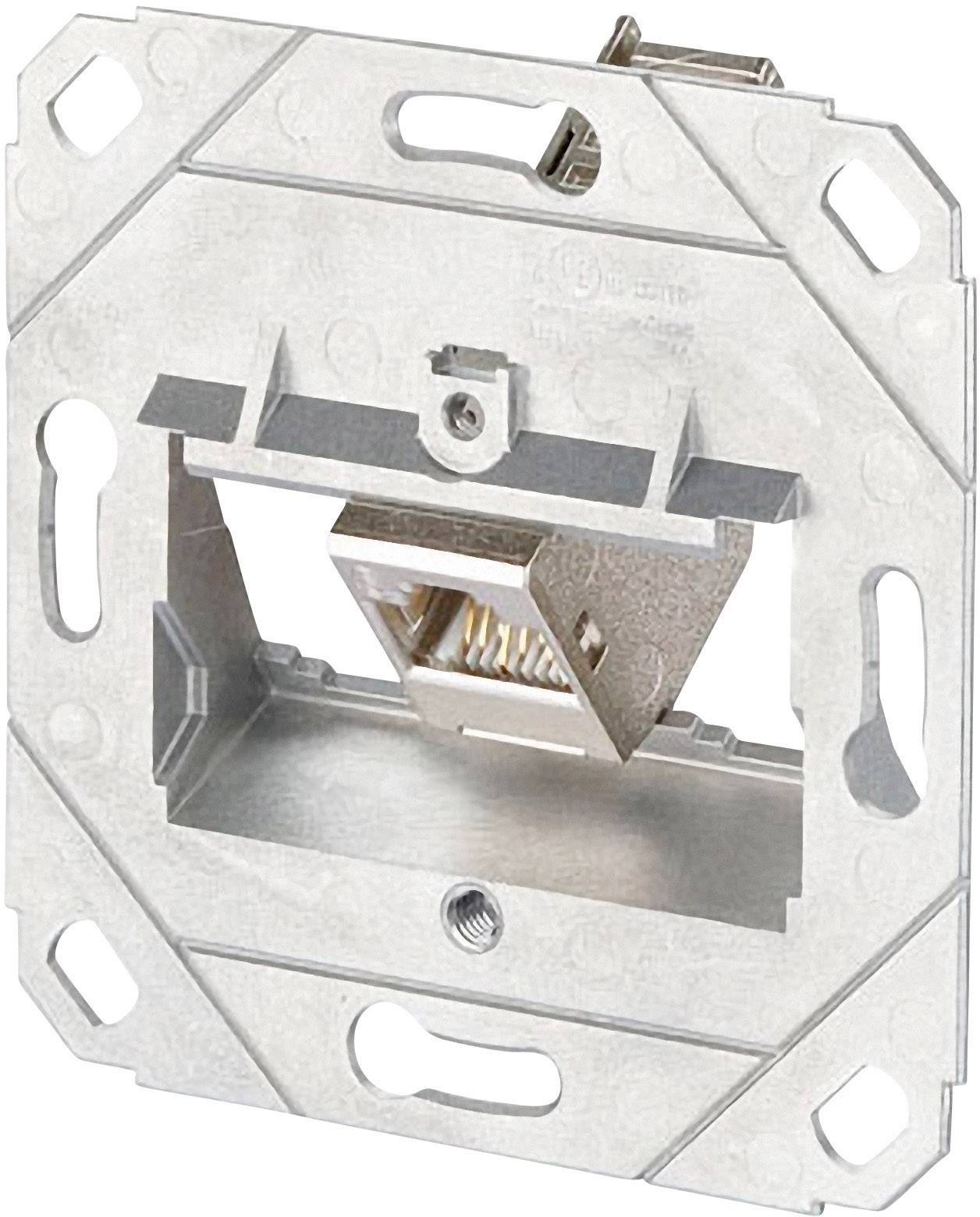 Metallrahmen mit eingebauter Netzwerk-Dosenbuchse, geeignet für Datenverbindungen in Gebäuden.